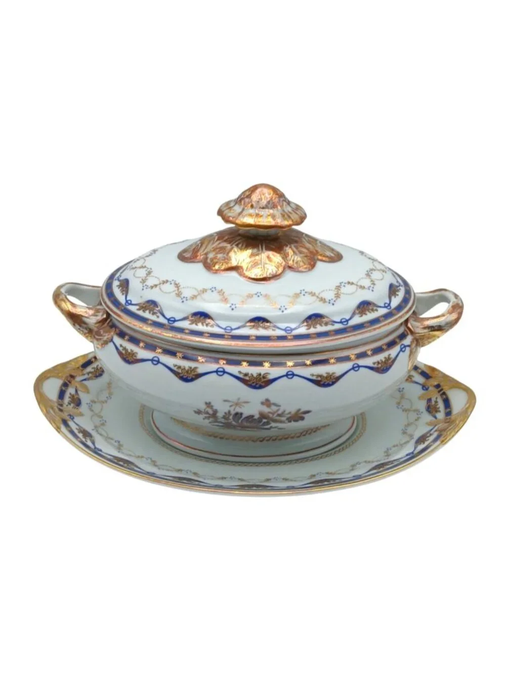 Vista Alegre Fontainebleau Covered Sauce Tureen & Underplate 22K Gold Portugal
